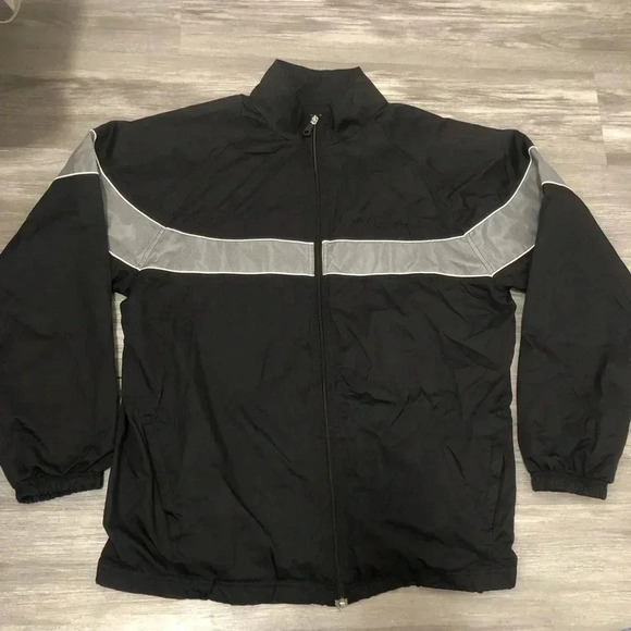 Champion Mens‎ Windbreaker Full Zip Athletic Jacket Black Gray size XL - Picture 1 of 7